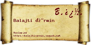 Balajti Ármin névjegykártya